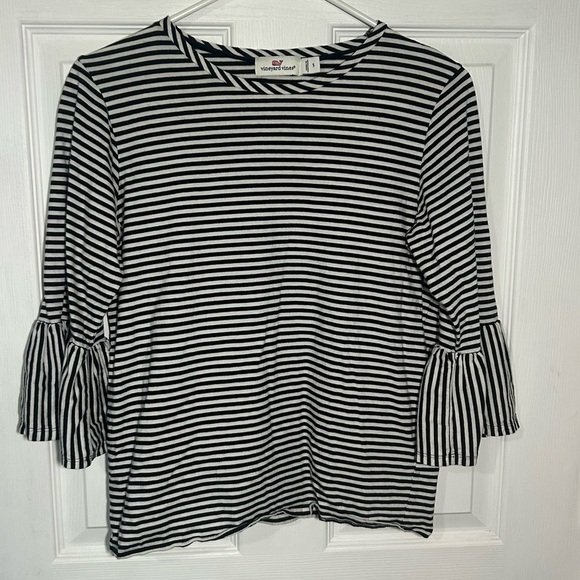 Vineyard Vines Tops - Vineyard Vines Bell 3/4 Sleeve Cotton Black and White Stipe Top Size Small